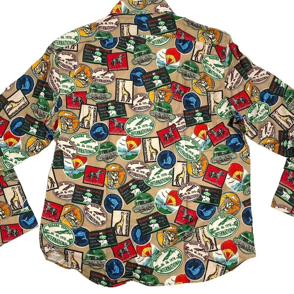 Banana Republic Men's Size Large Patchwork Expedition Button Down Shirt - Picture 6 of 12